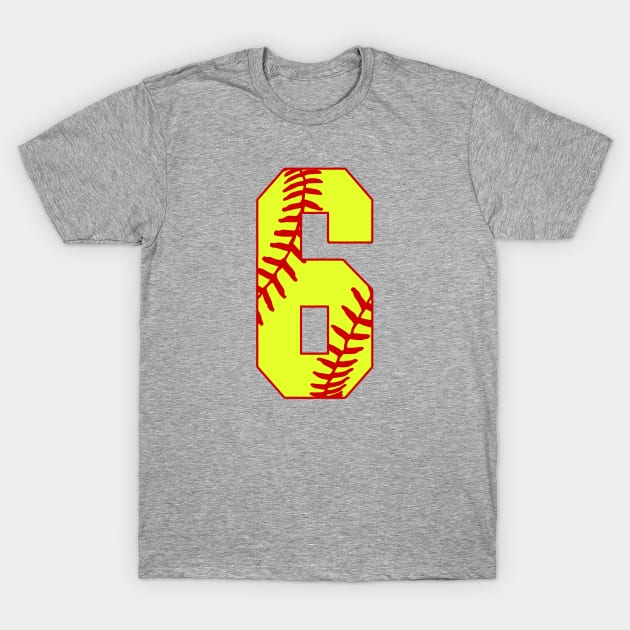 Fastpitch Softball Number 6 #6 Softball Shirt Jersey Uniform Favorite Player Biggest Fan T-Shirt by TeeCreations